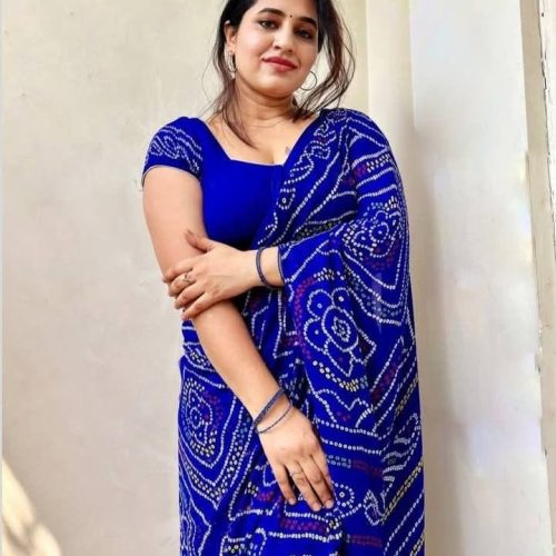 Woman in Blue Saaree