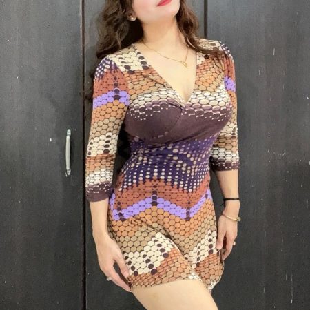 A woman wearing a short dress